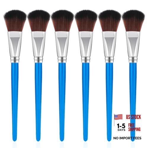 6 Pcs Mop Brush for Acrylic Painting - 1 Inch Oval Blending Brush with Wooden