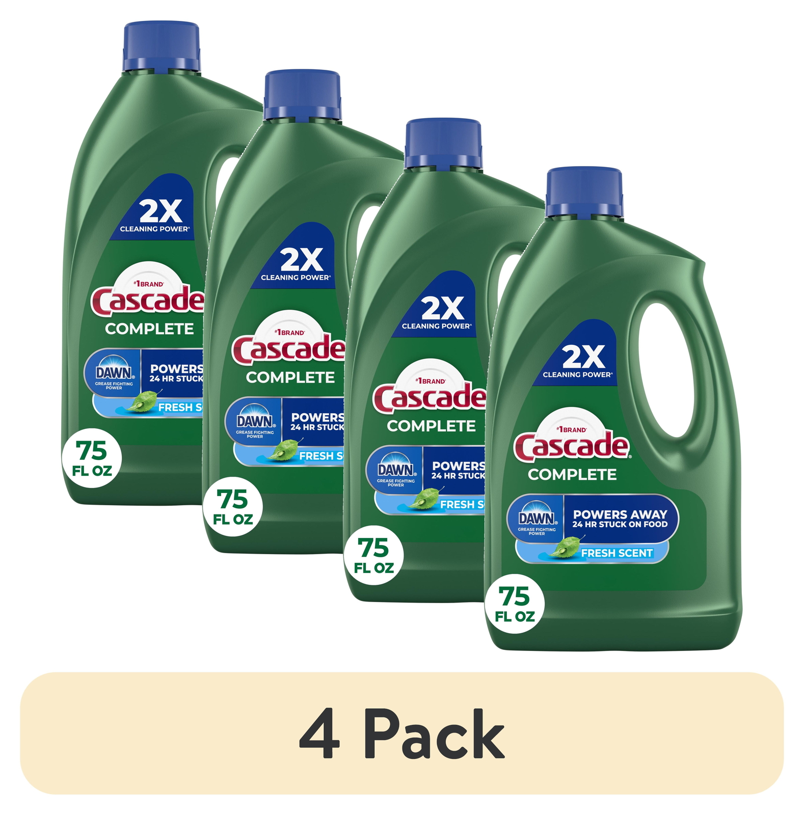 (4 pack) Cascade Complete Dishwasher Detergent Liquid Gel, Dish Detergent