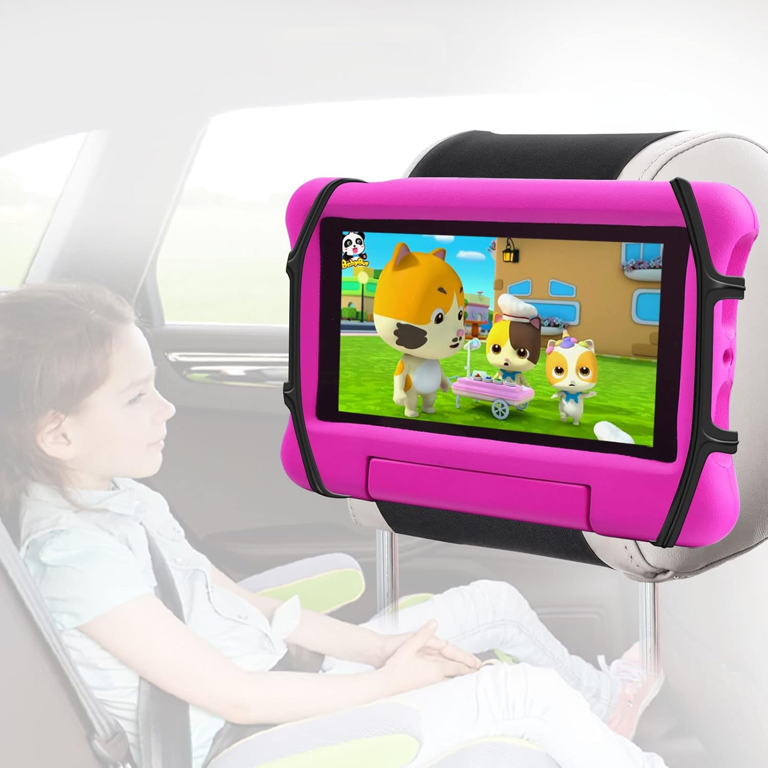 Car Tablet Holder,Car Headrest Mount Holder for Car Back Seat with Silicone