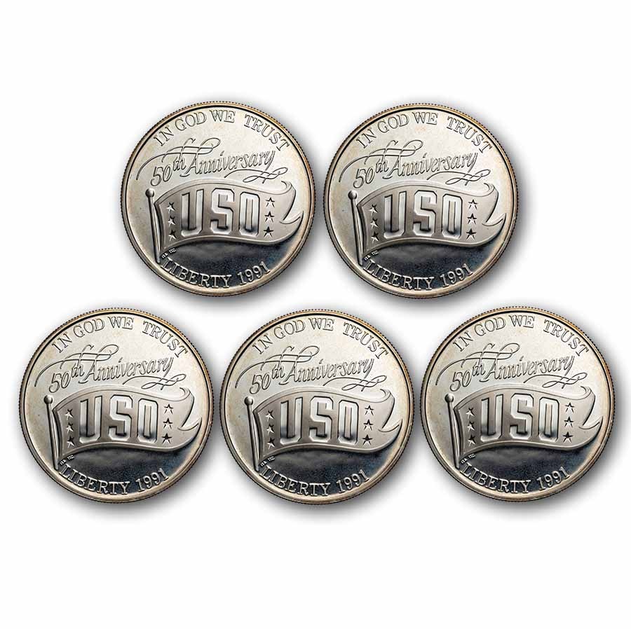 U.S. Mint $1 Silver Commem BU/Proof (ASW .7734 oz, Capsule Only) - Lot of 5