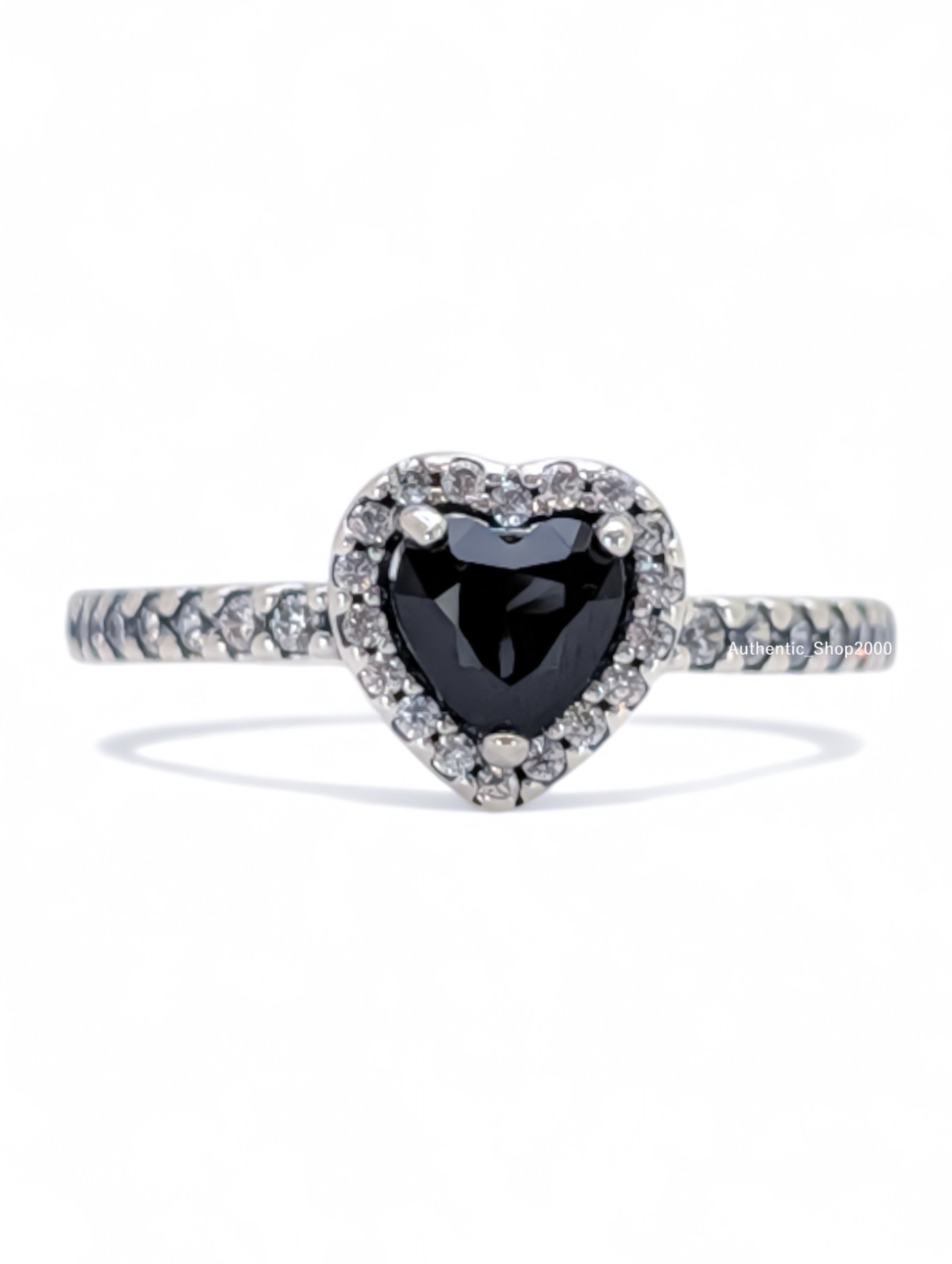New 100% Authentic PANDORA 925 Sparkle Pave Elevated Black Heart Ring 198421C04