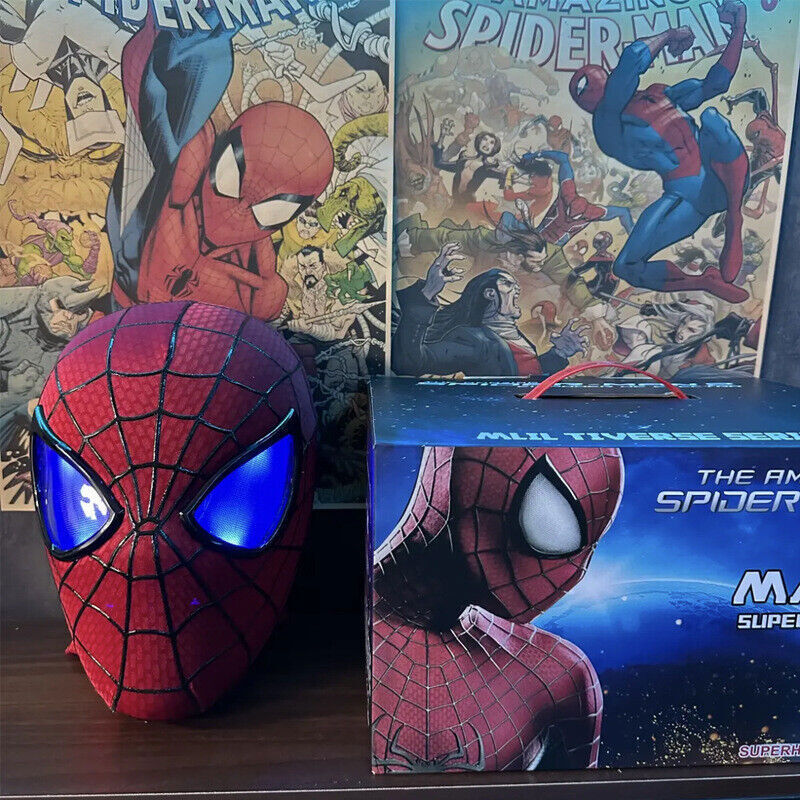 The Amazing Spider-Man Mask Headwear Light Up Movable Eyes Cosplay Helmet Toy