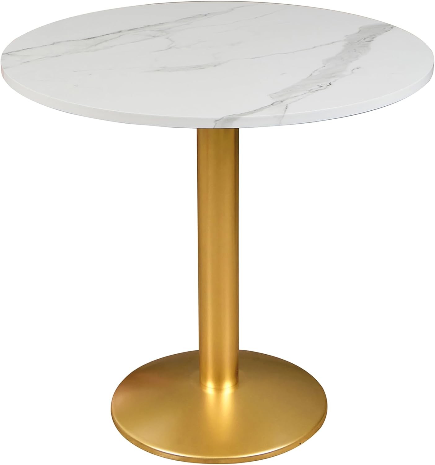 30 Inch Round Dining Table, Modern Tulip Bistro Table with White Faux Marble