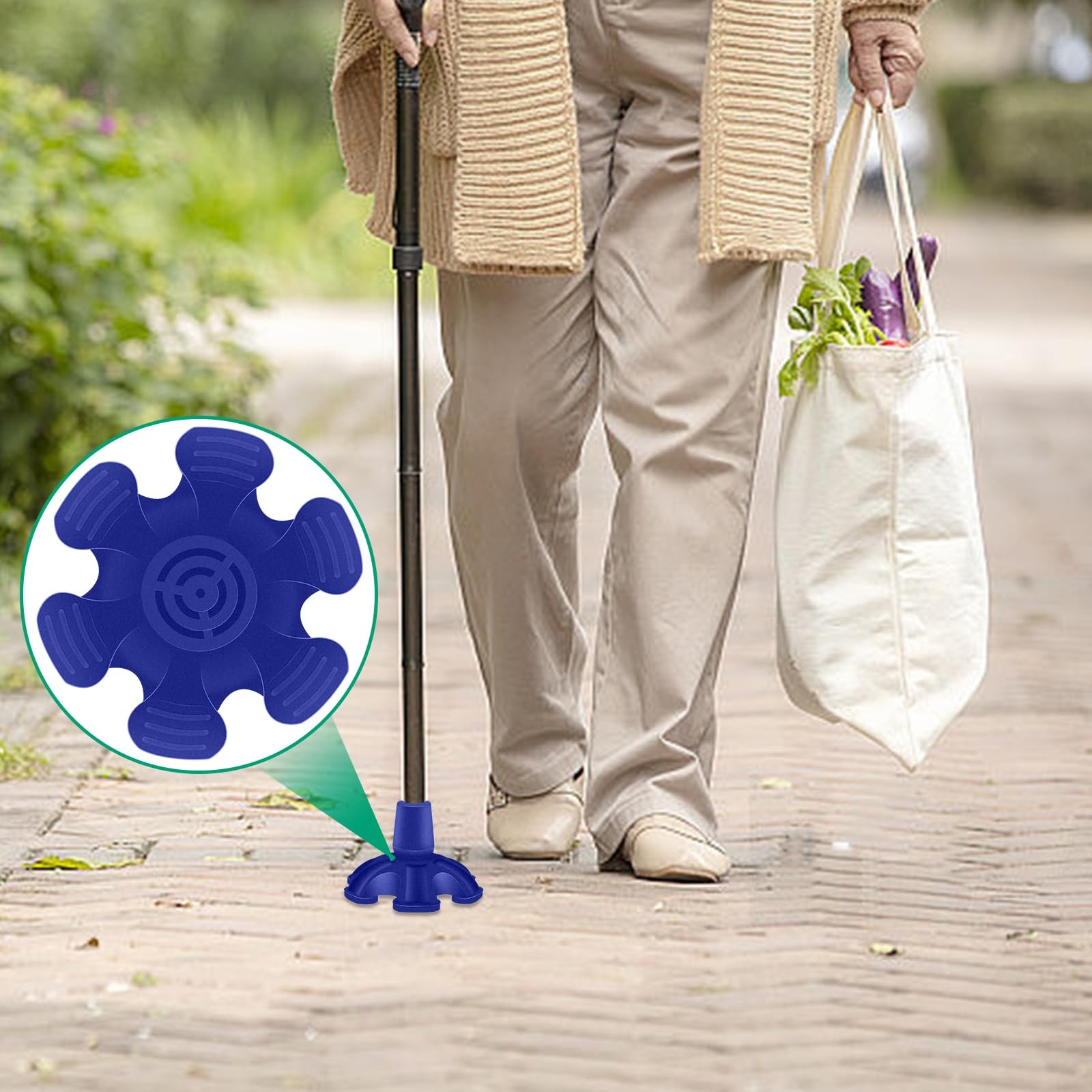 Cane Tip Rubber 3/4 Inch 6 Support Feet Self Standing Walking Stick Replacement