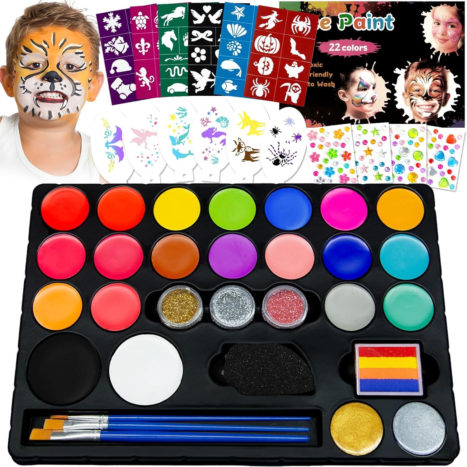Professional 22 Color Face Body Paint Set Non Toxic Kit Masquerade Wedding