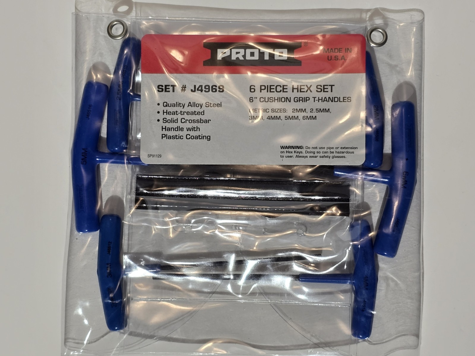 🇺🇸 🛠 NEW NOS! PROTO USA Set # J4969 Metric T-Handle 6-Piece Hex Key Set 2-6mm