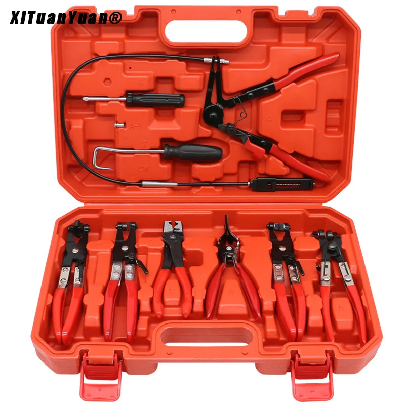 9Pcs Auto Hose Clamp Ring Plier Set Flexible Wire Cable Type Joint Boot Clamps R