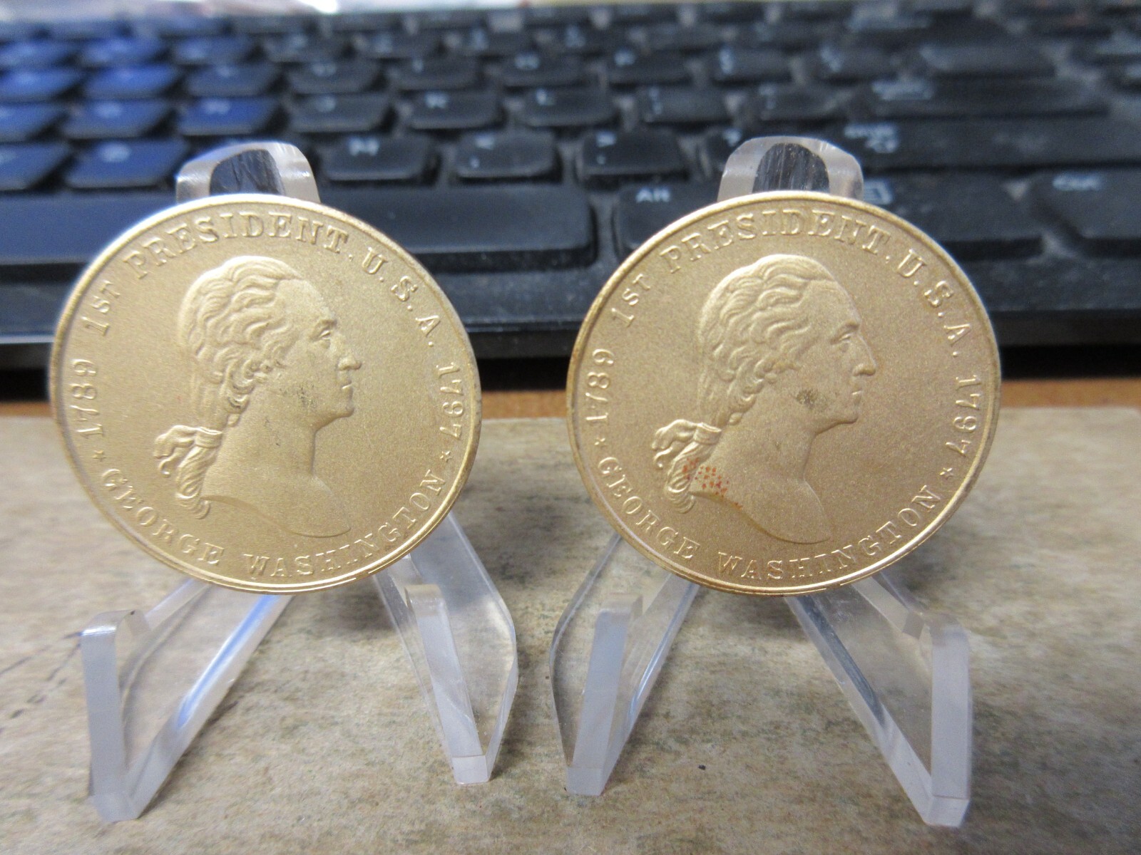(2) 1960's B-747 / General Motors Dayton Gilt Bronze Medals 29mm