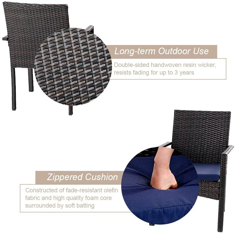 Set of 2 Patio Wicker Chair Rattan Chairs Outdoor Furniture with Cushions