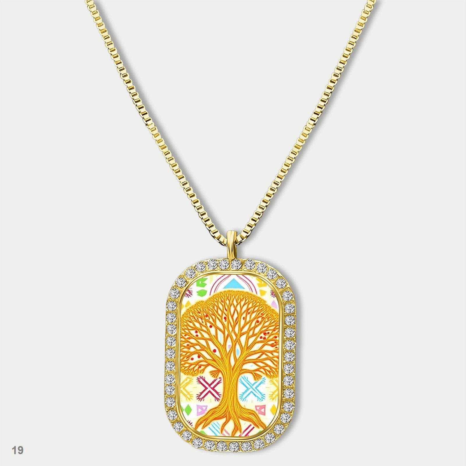 Stunning Colorful Tree of Life Pendant Necklace Chain Graphic Dog Tag Chain Gift