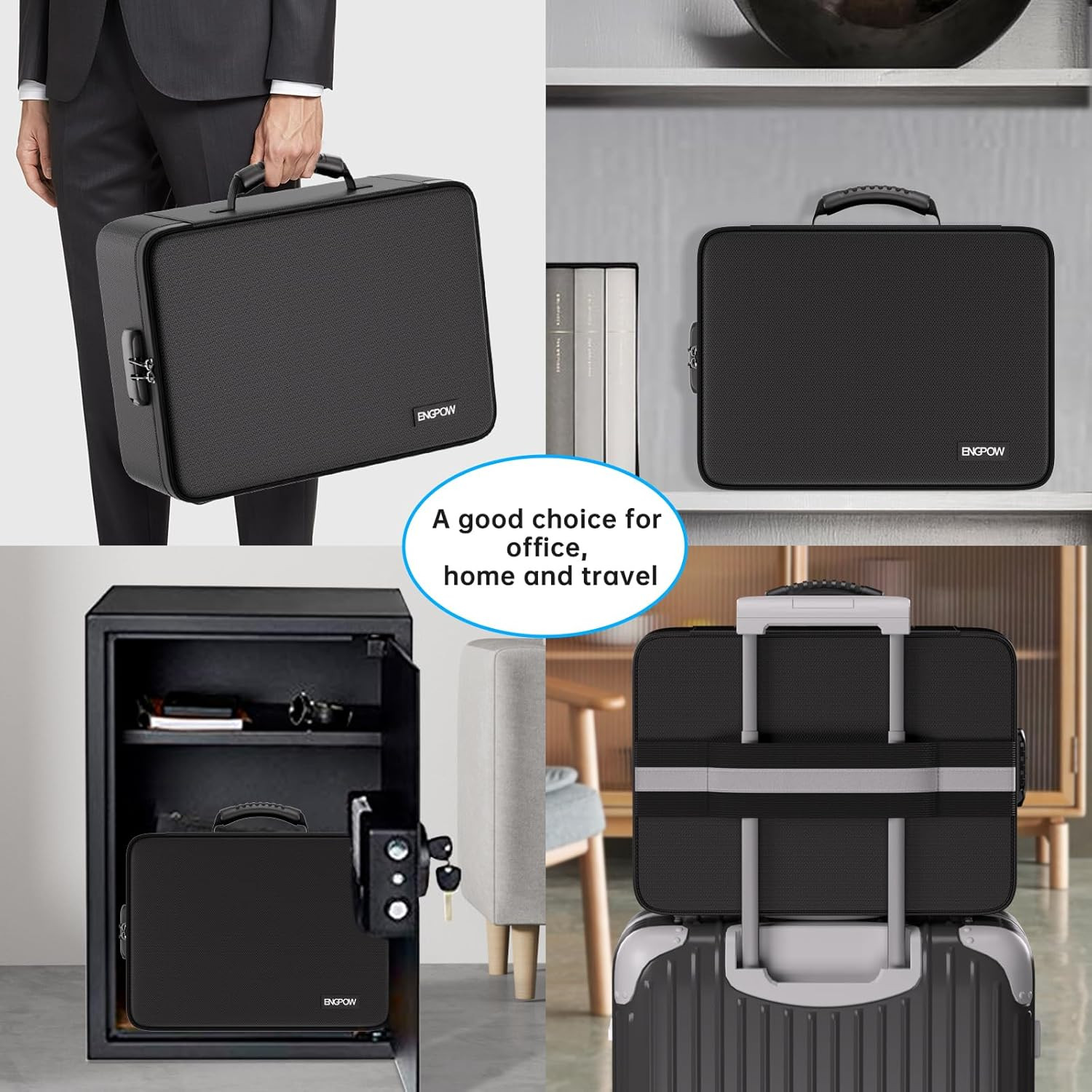 Fireproof Document Organizer Bag with 13 Pockets and Lockable Storage