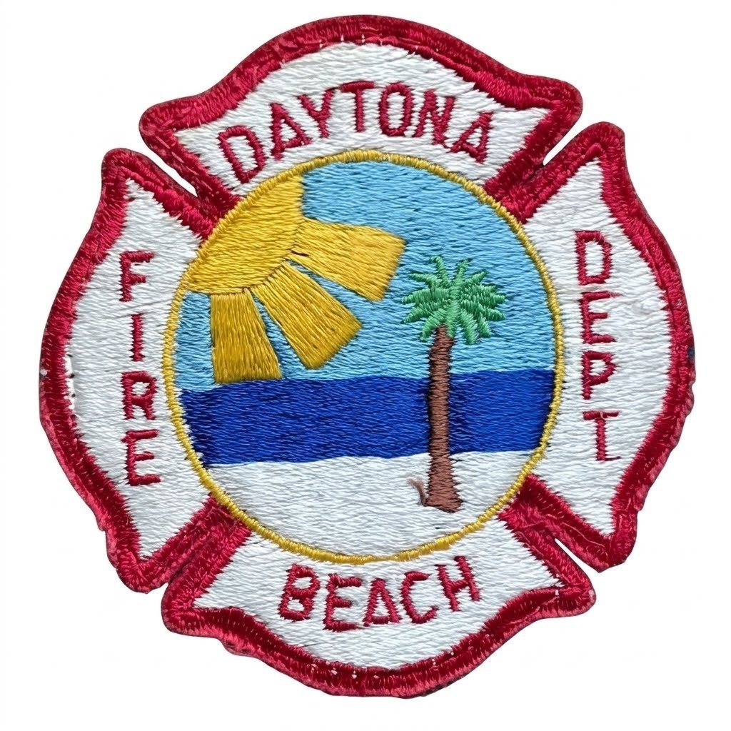 Vintage 1970s Daytona Beach Fire Dept Patch Florida 1970s Obsolete Gauze Backing