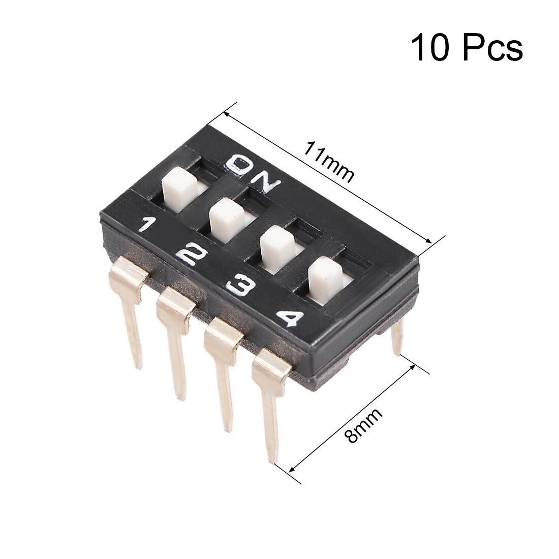 10pcs Black DIP Switch 1 2 3 4 Positions 2.54mm Pitch for Breadboards PCB