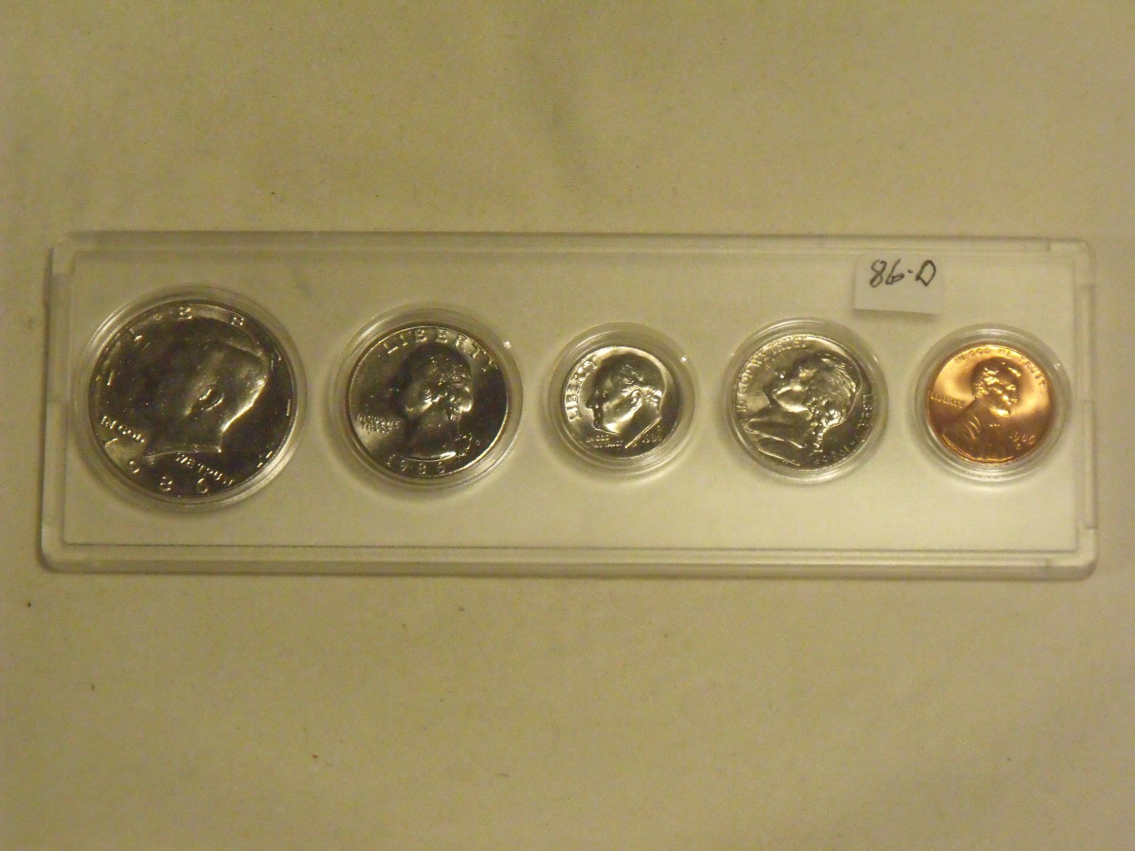 1986-D Birth Year Set (5 coin) Choice BU in hard plastic holder