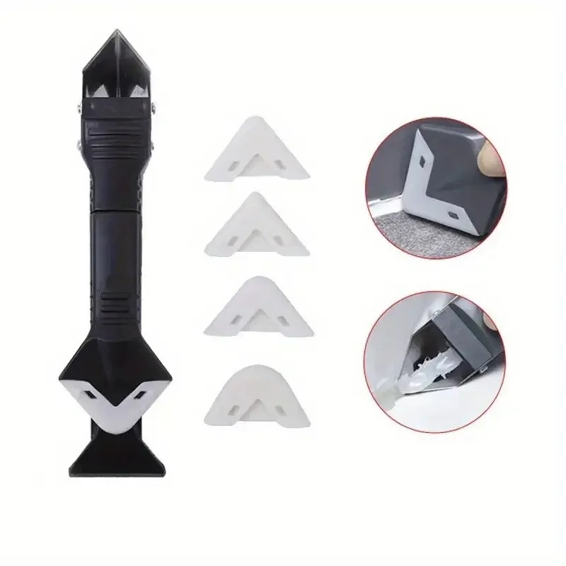 5 in 1 Silicone Sealant Remover Tool Kit Caulk Scraper Grout Removal Set 5 Pads