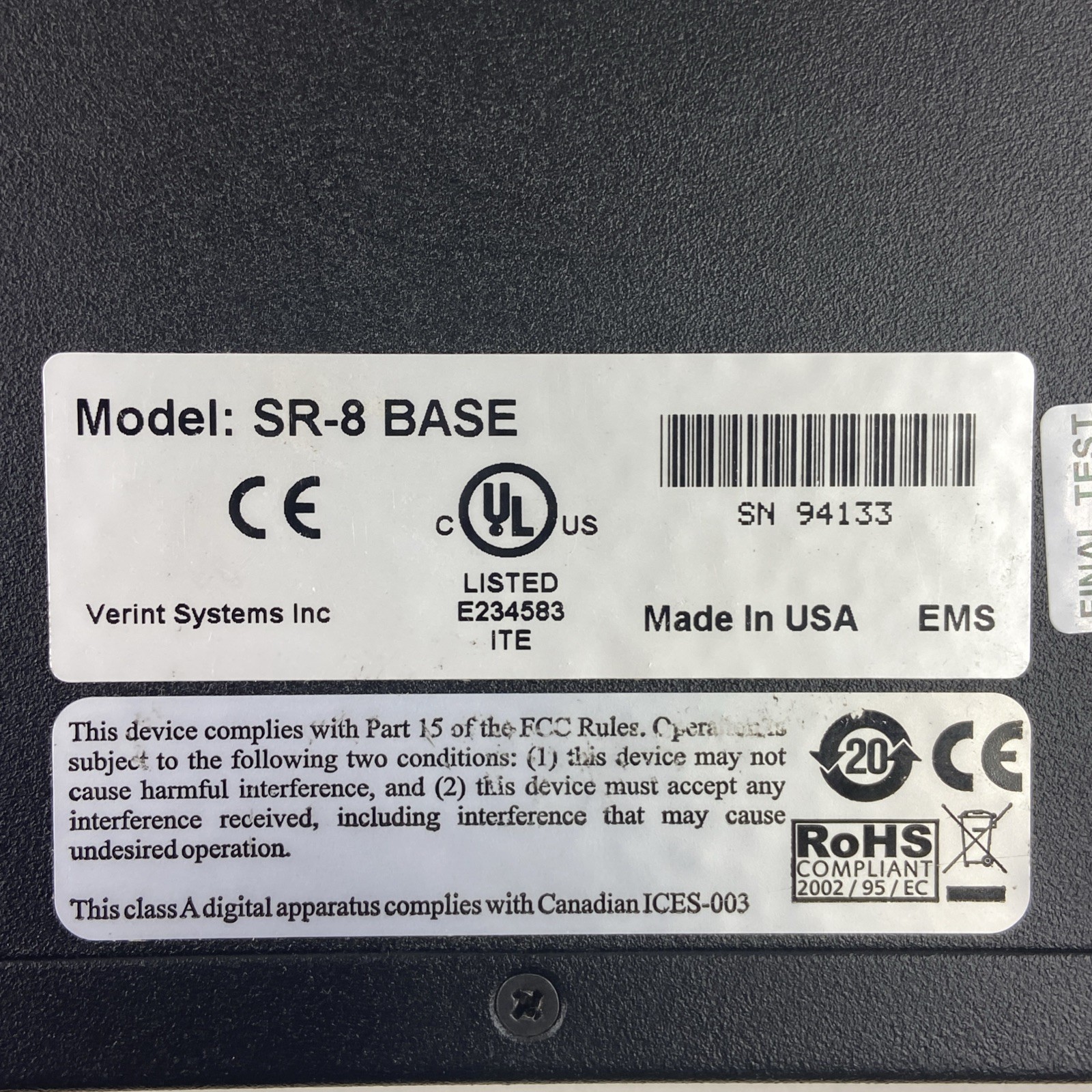 Verint Sr-8 Base Security Data Transfer Interface