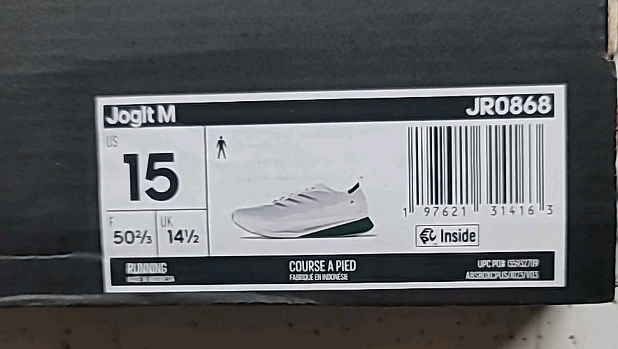 Adidas Men Jogit M Running Shoes Off White/Green Size 15M JR0868
