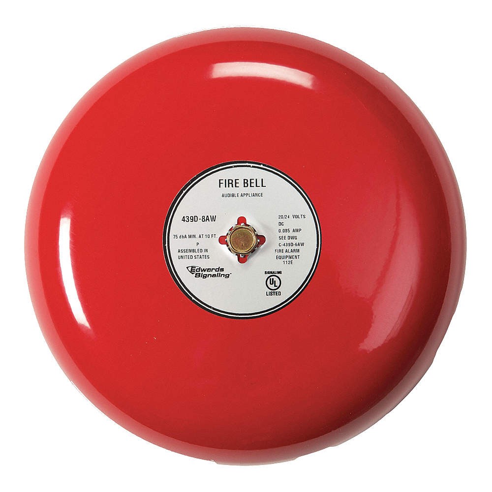 EDWARDS SIGNALING 438D-8N5-R Fire Bell,Red,8 In. 16X284