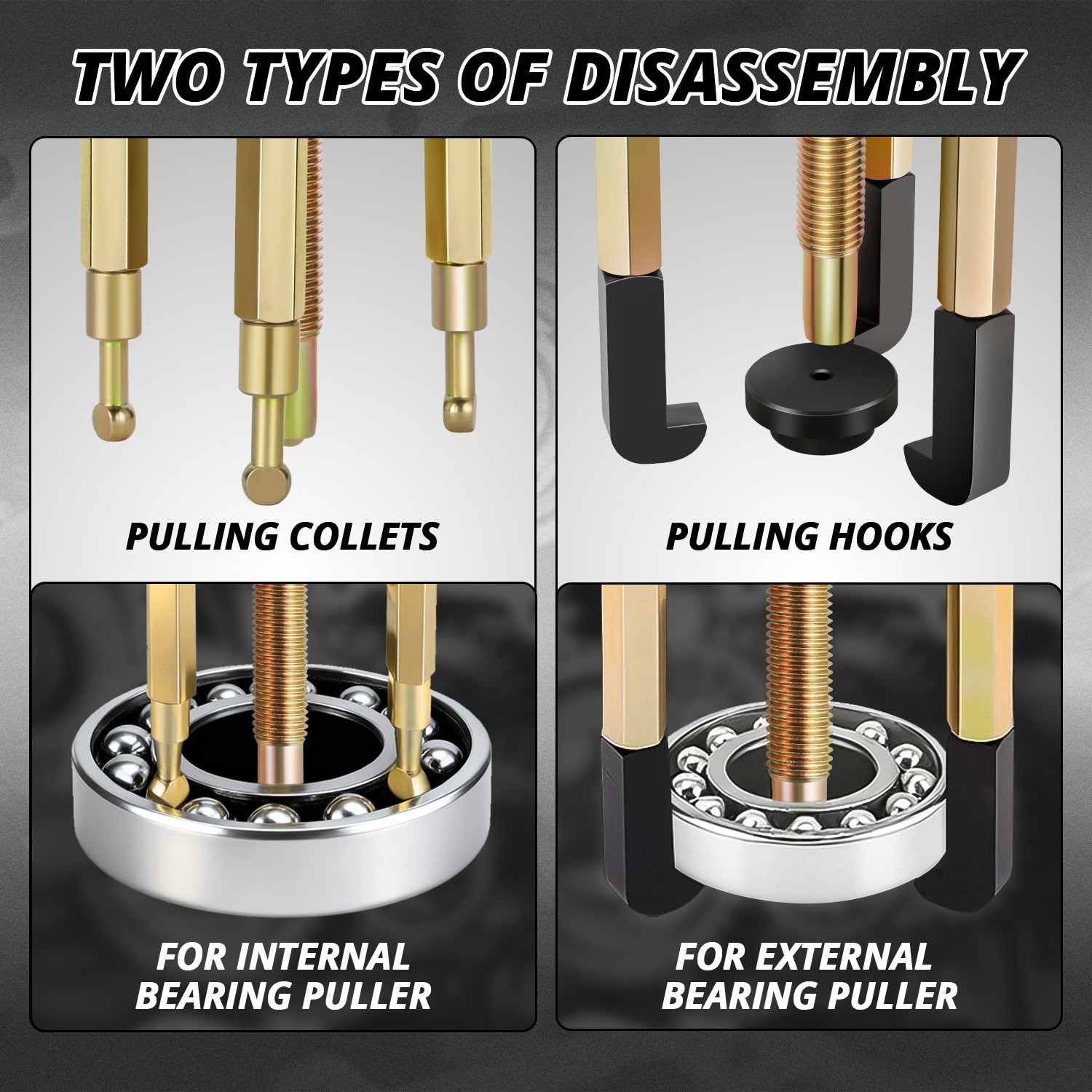 36 in1 Bearing Disassembly Puller Inner Hole Removal Tool Three-jaw Puller Set
