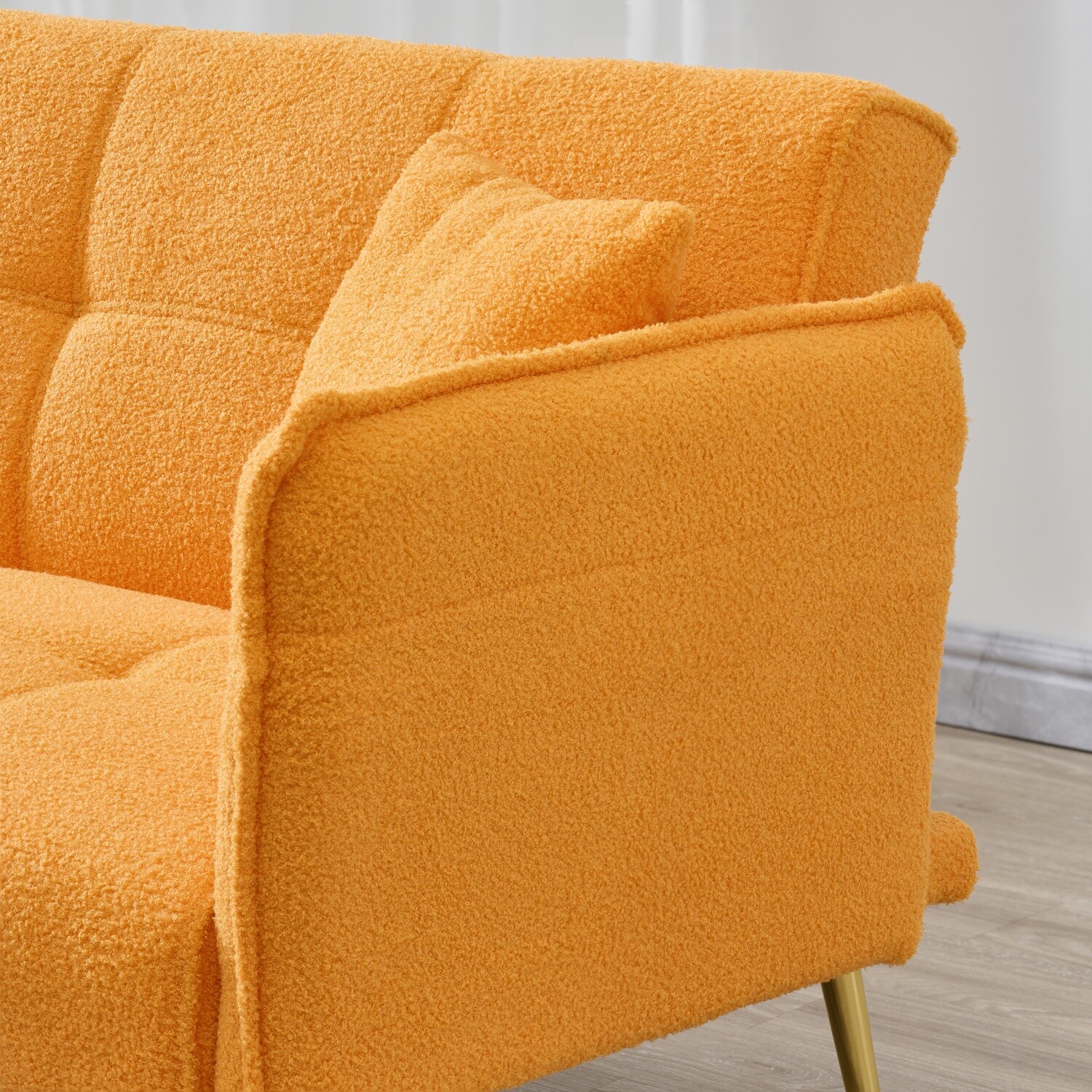 Convertible Sleeper Sofa Bed Futon Sofa Bed Folding Recliner Sofa Yellow/Orange