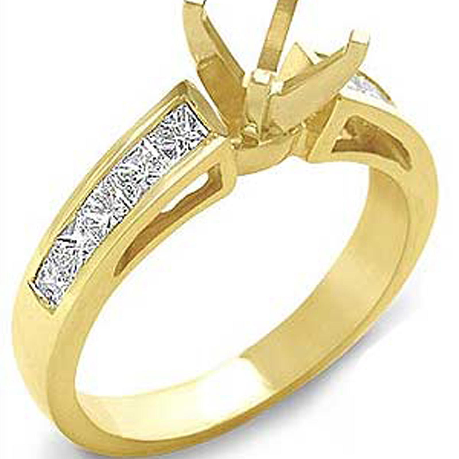 0.50 Ct Princess Cut VS2 G Semi-Mount Diamond Engagement Ring 14k Gold Yellow