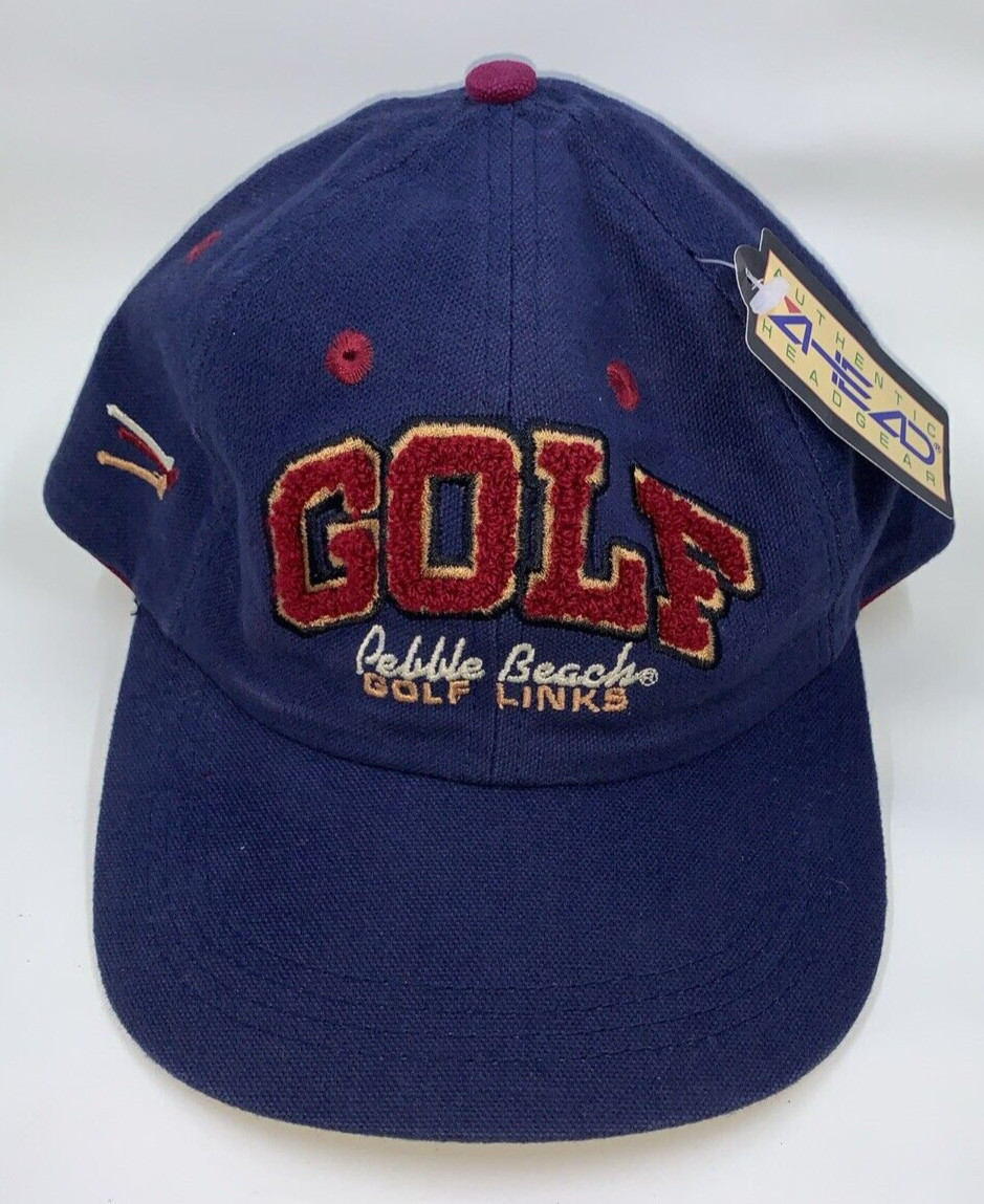 VTG Pebble Beach Golf Links Ahead Strapback Adjustable Hat Cap Dad Men Blue NWT