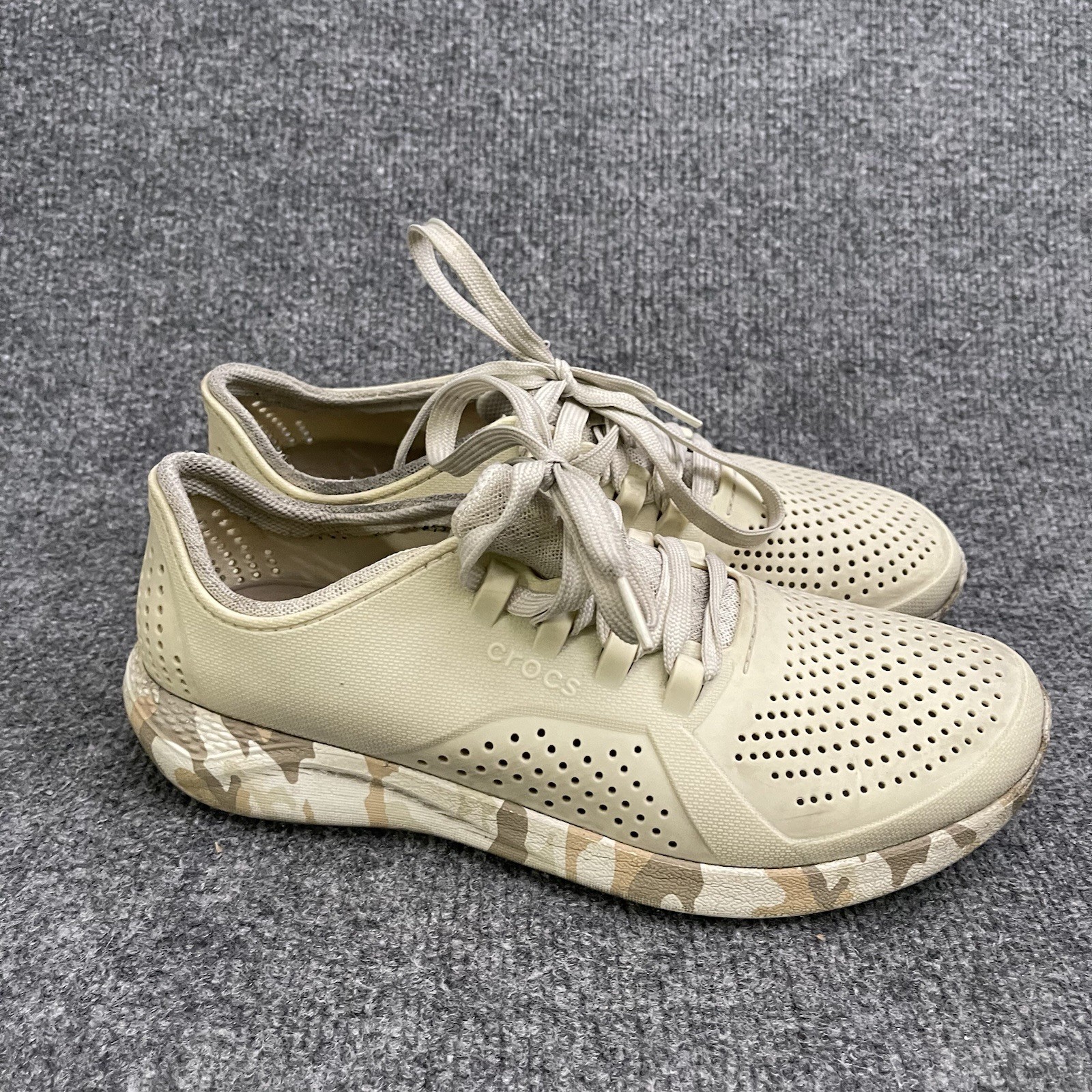 Crocs LiteRide Camo Pacer Shoe Womens Sz 10 Cream Tan Comfort 206494