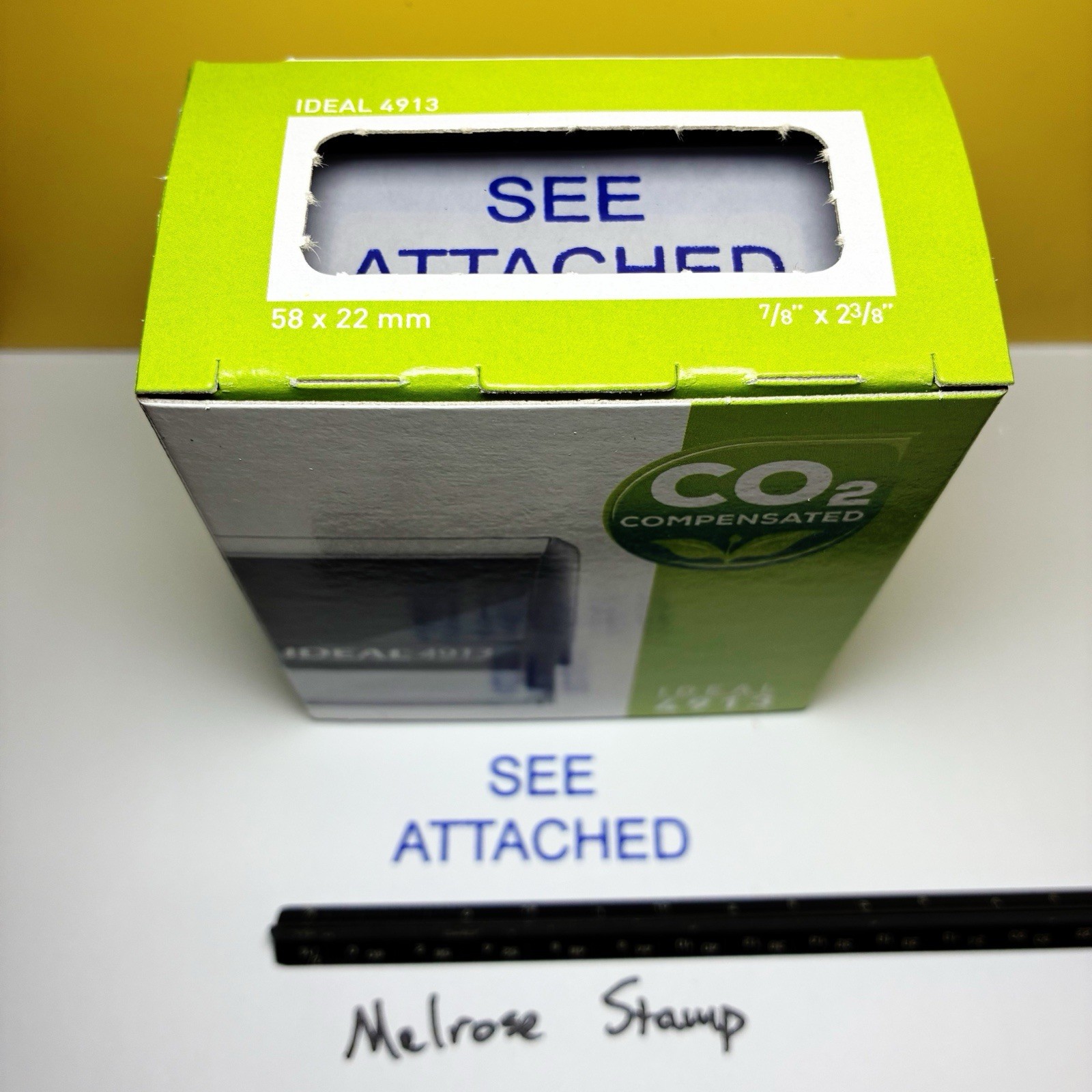 See Attached Rubber Stamp Blue Ink Self Inking Ideal 4913