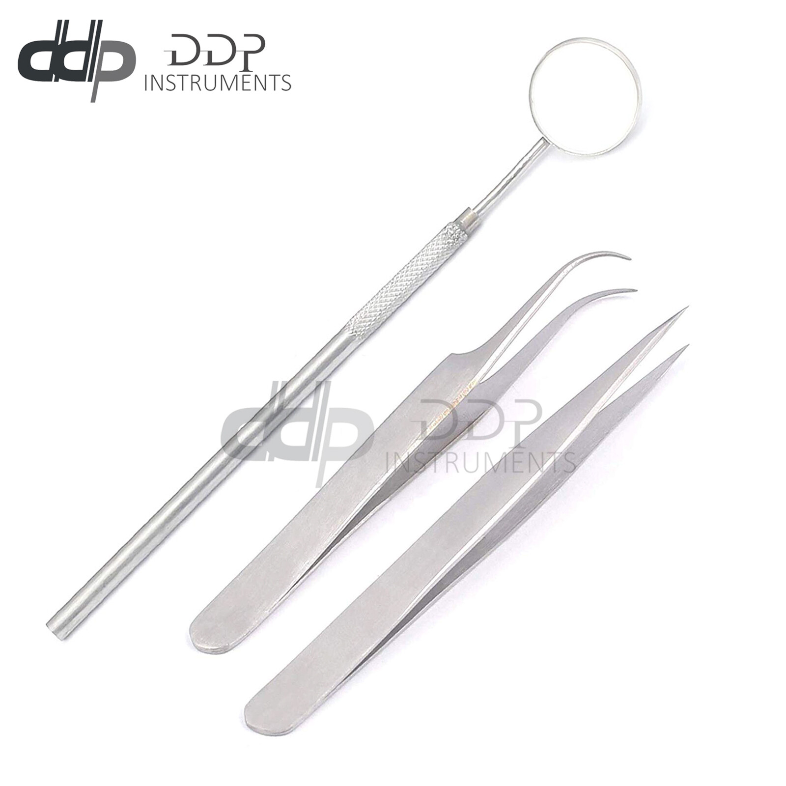 Straight Pointed Curve Tweezers Mirror Eyelash Extensions Stainless Steel