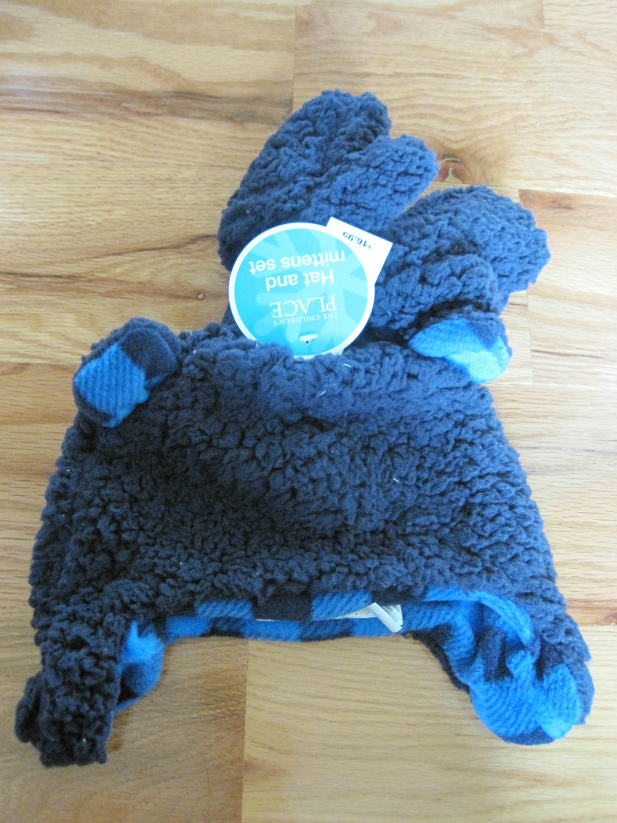 THE CHILDREN'S PLACE Blue Wooly Hat Mitten Retail 16.95 Boys SZ L NEW