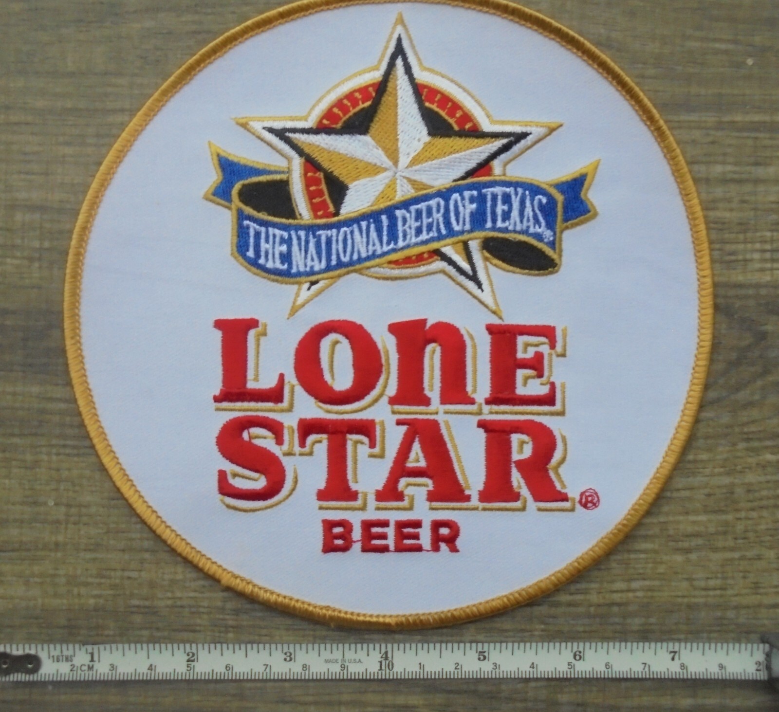 Large Lone Star Beer Embroidered Iron on Uniform Patch 6.75"