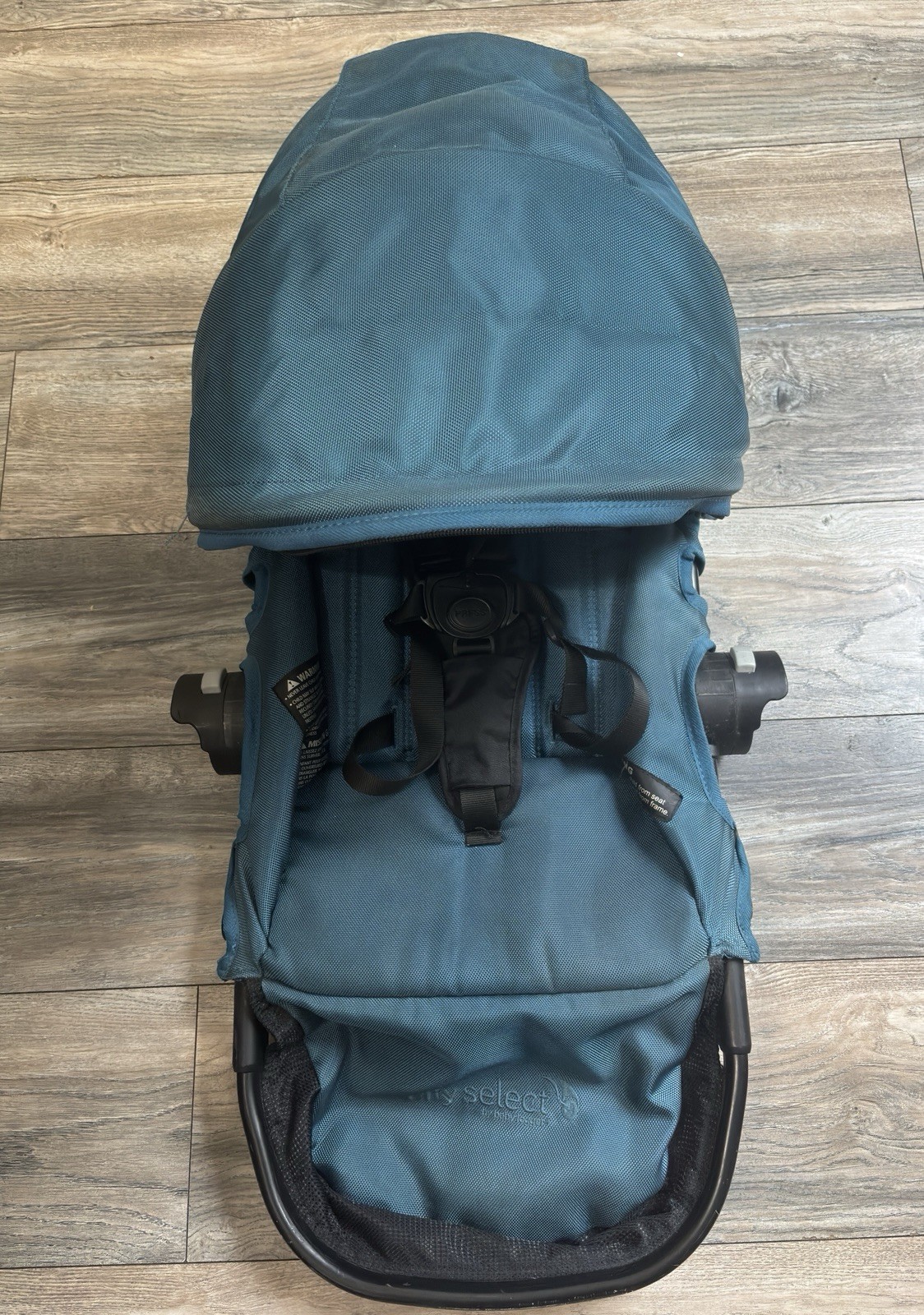 Baby Jogger City Select Second Seat Black Frame Teal Fabric Canopy Harness