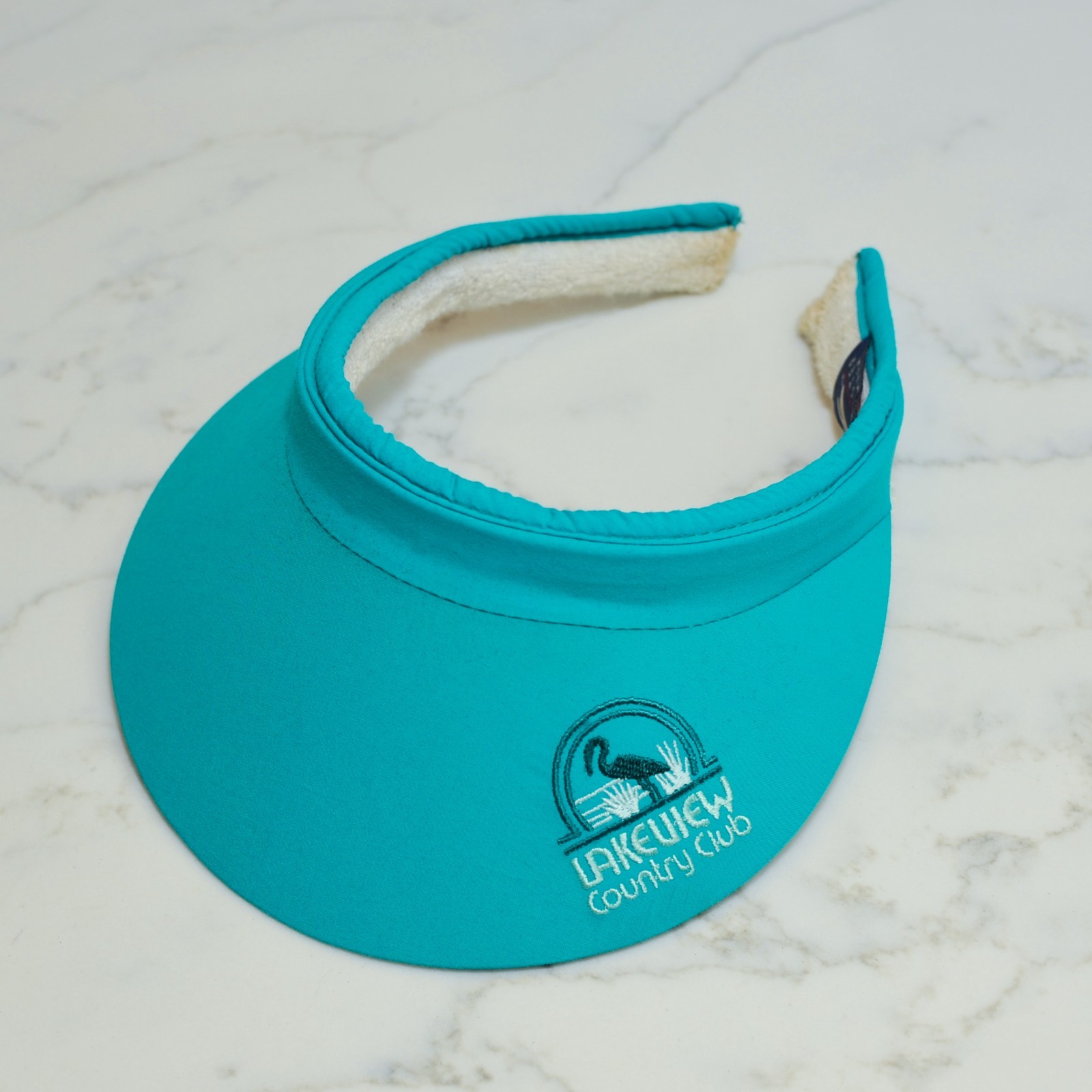 Vintage Ladies Golf Visor | Retro 90s Hat | Teal Lakeview Country Club USA Made