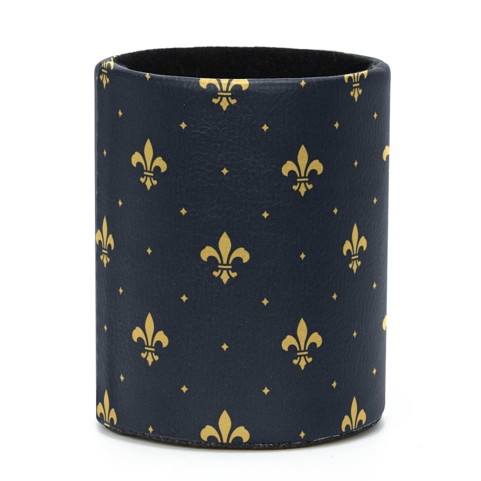 Large Capacity Golden Fleur De Lis Pattern Leather Pen Holder for Desk, Color...