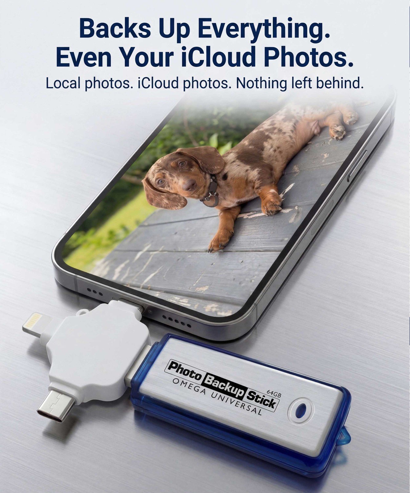 Photo Backup Stick Universal 64GB | Photo Stick for iPhone, Android, & Computers