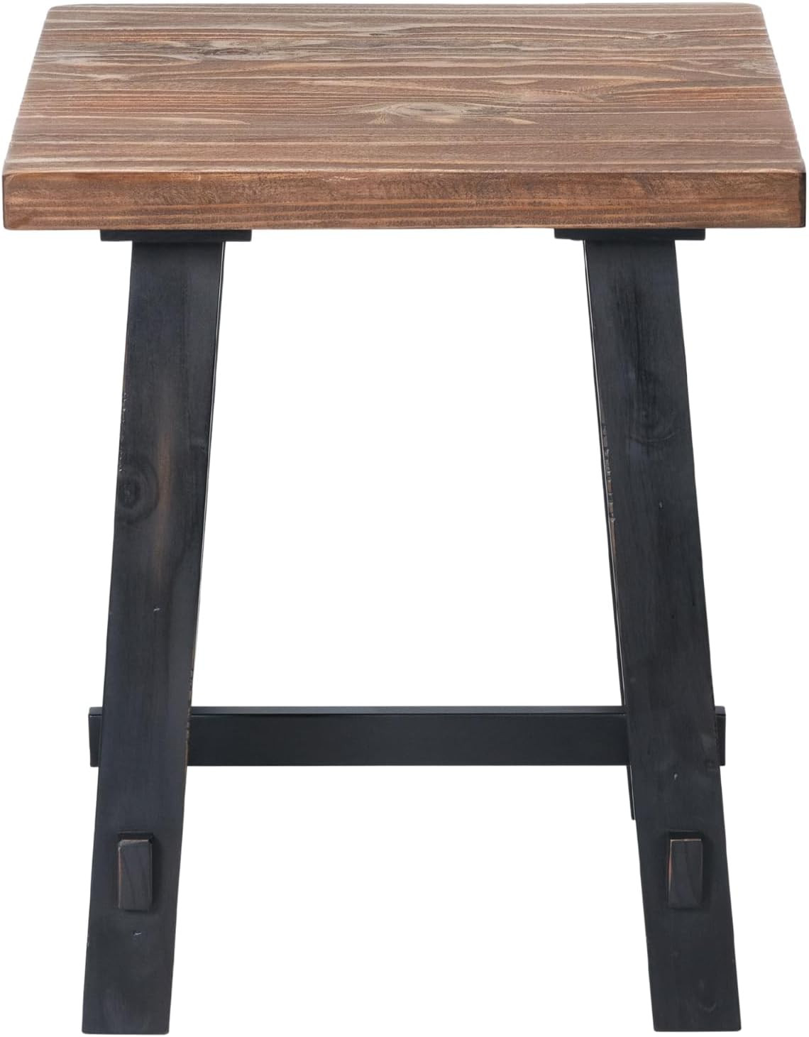 Adam Rustic Industrial Side Table, Natural/Black, 21” | Solid Wood Square End Ta