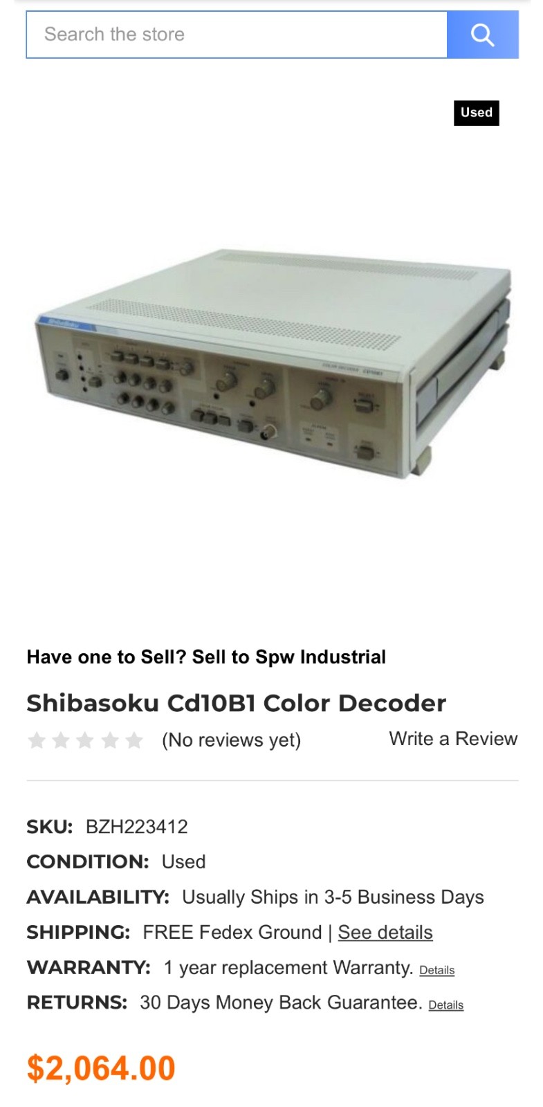 ShibaSoku CD10A1 Color Decoder – RCA Labs Broadcast – Clean & Tested