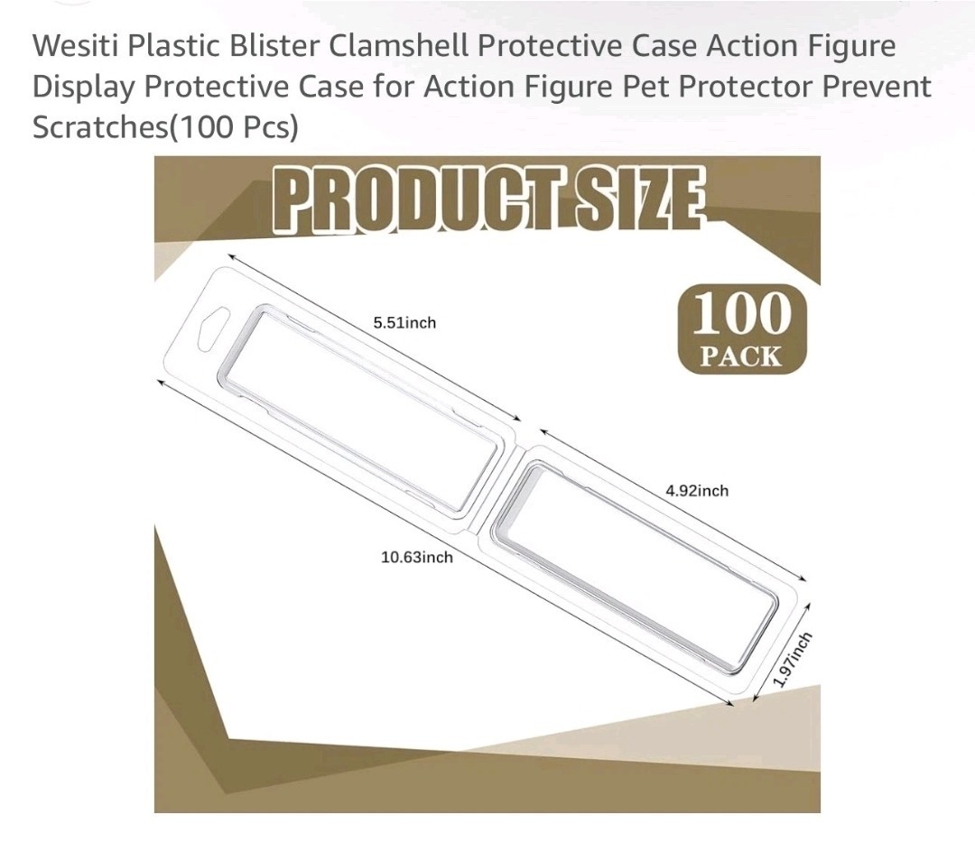 100 Pack Plastic Blister Clamshell Protective Cases Action Figure Display