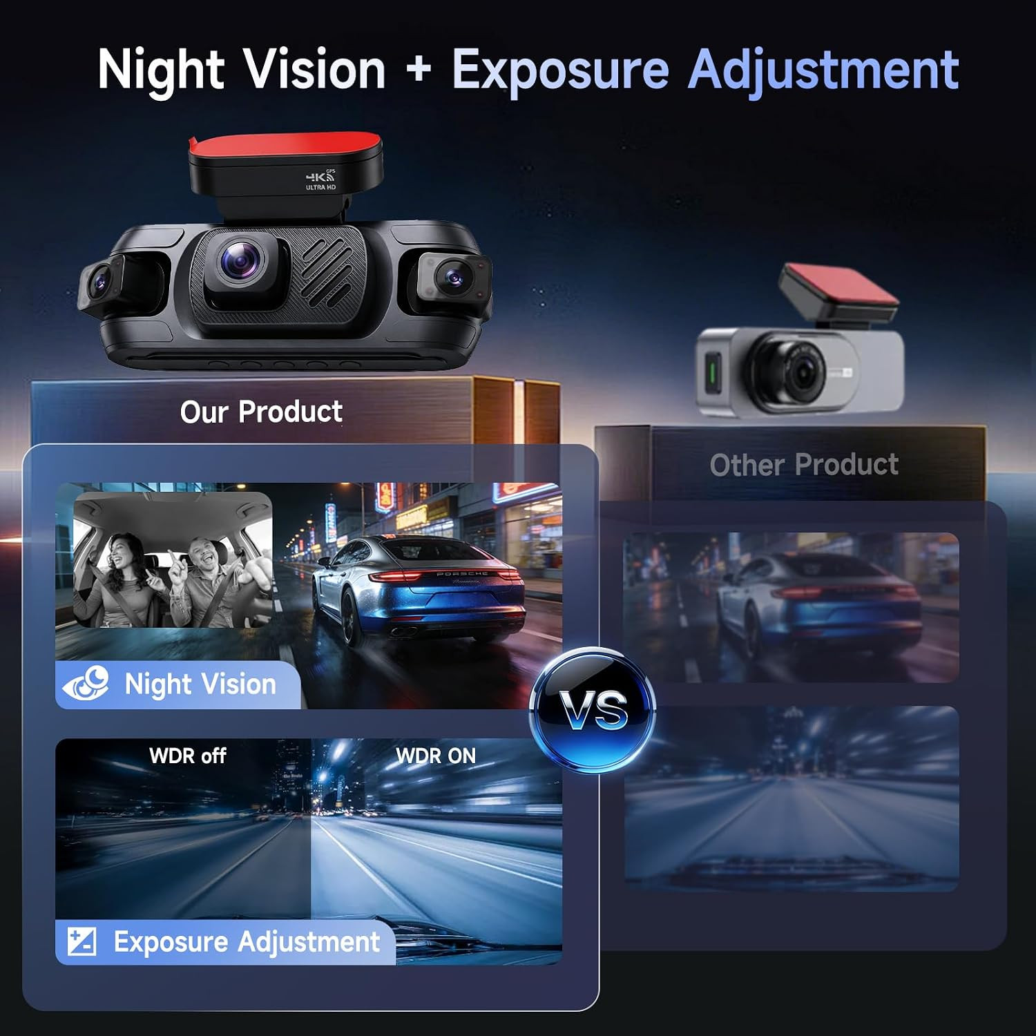 4 Channel Dash Cam 360°View 4K+ 1080P Front and Rear Inside, Left, Right, Dash C