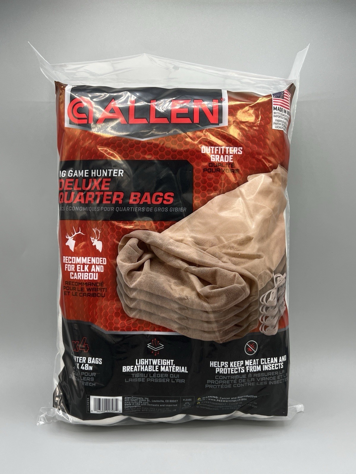 4-Pack ALLEN Big Game Hunter Deluxe Quarter Bags for Elk & Caribou 12in x 48in