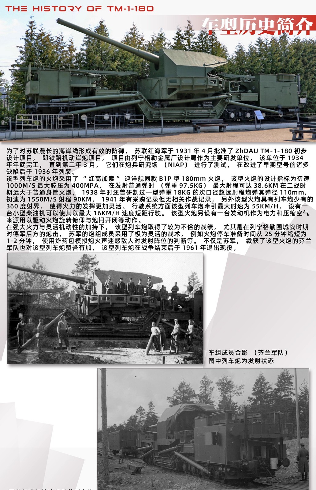 1/72 Soviet Union TM-1-180 Railway Gun 3D Printed Model