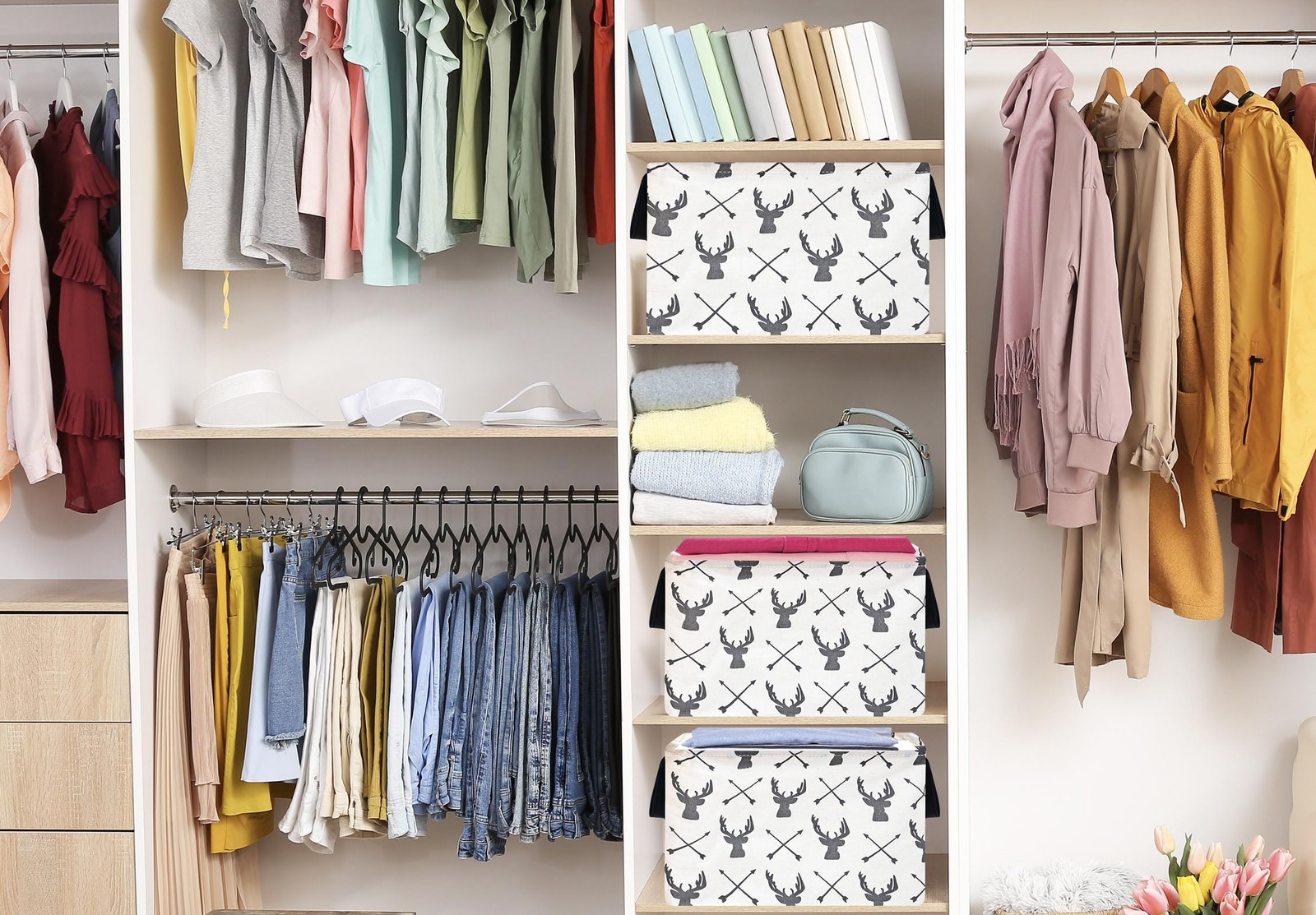 HUAYEE Rectangle Deer Pattern Gift Basket Storage Bin Laundry Hamper Storage ...