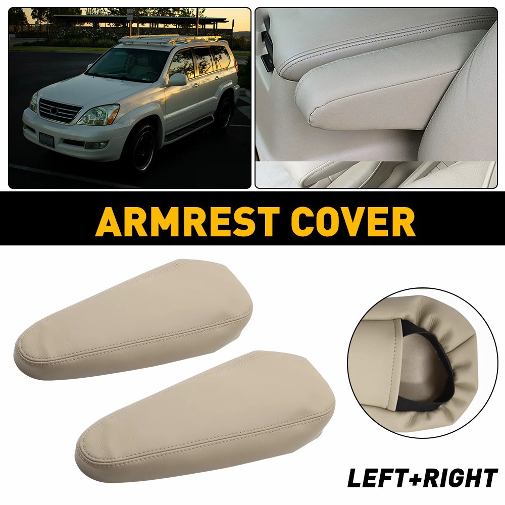 Driver + Passenger Front Seat Armrest Cover Leather Fit Lexus GX470 2003-2009