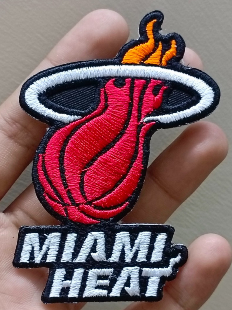 Pack Of 2 Miami Heat NBA Team Logo Iron On Patch-Sew Patch-Embroidered Patch