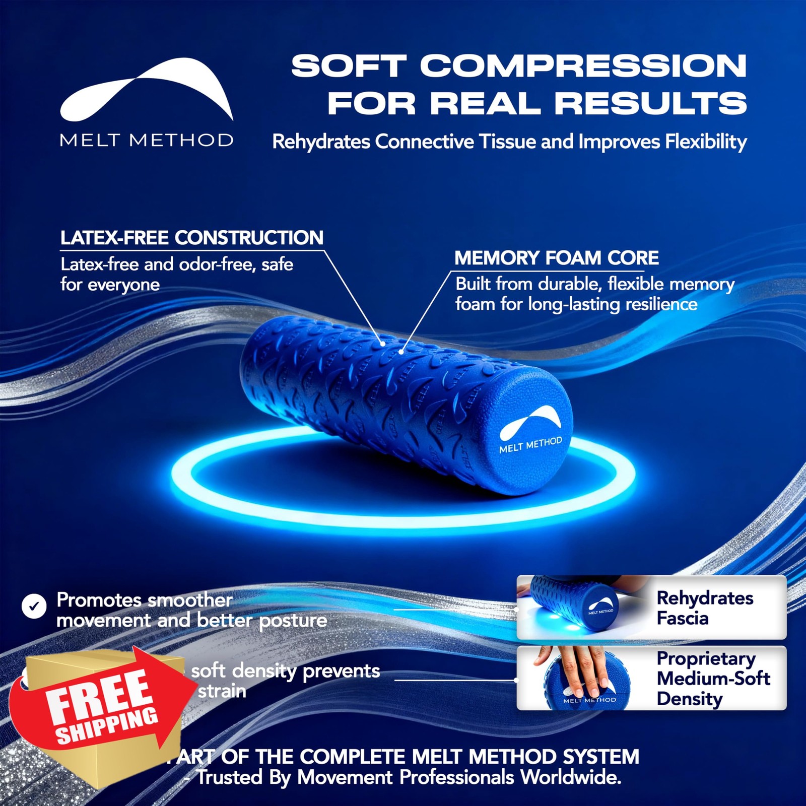MELT Method 18" Soft Travel Foam Roller, Low Density