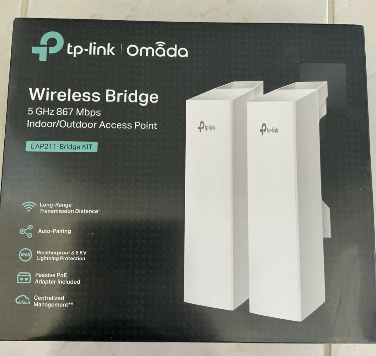 SEALED TP-Link EAP211-Bridge KIT Single Band IEEE 802.11 ac 867 Mbit/s Wireless