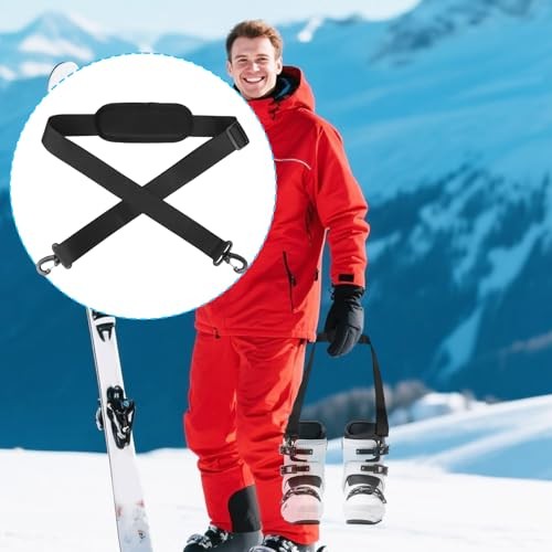 2pcs Ski Carrier Strap with Hook, Adjustable Anti-Slip Snowboard Shoulder