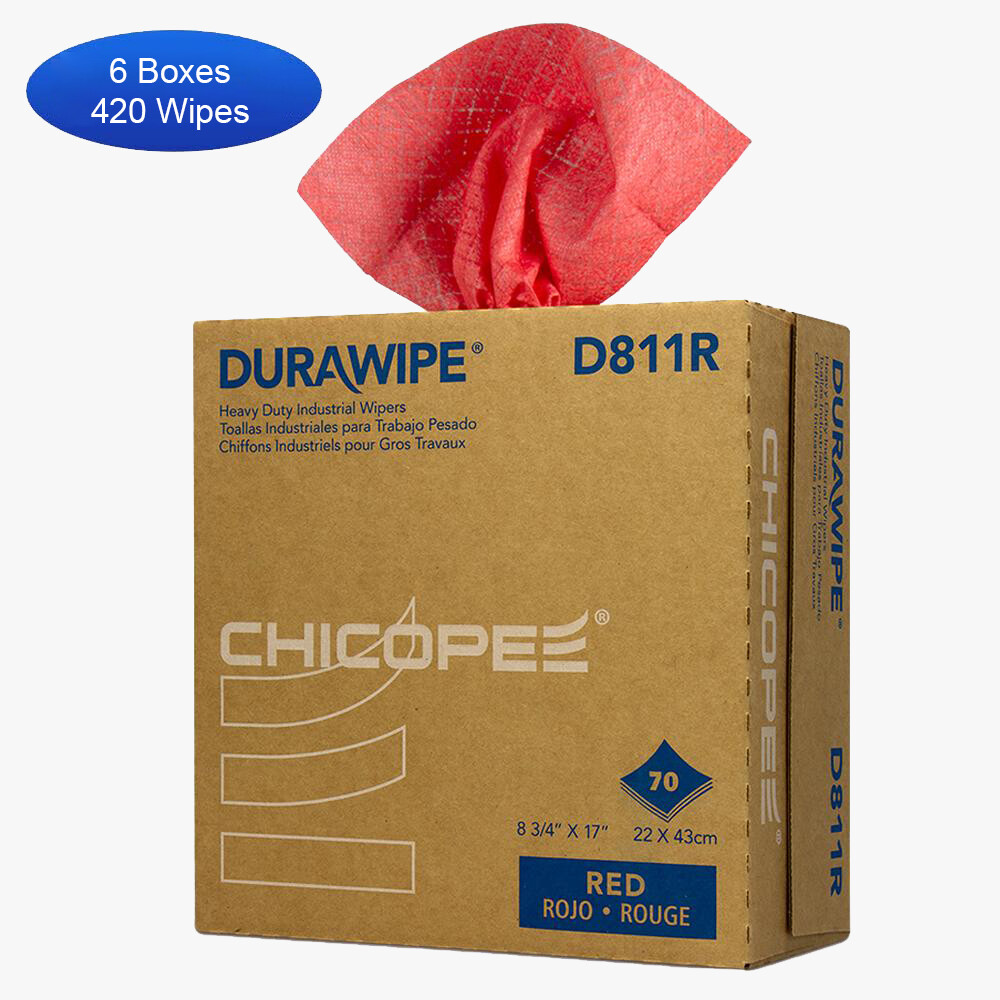 Durawipe 8.75" x 17" Red Heavy Duty Wipers - 420 Wipes/Pop-Up Box D811R