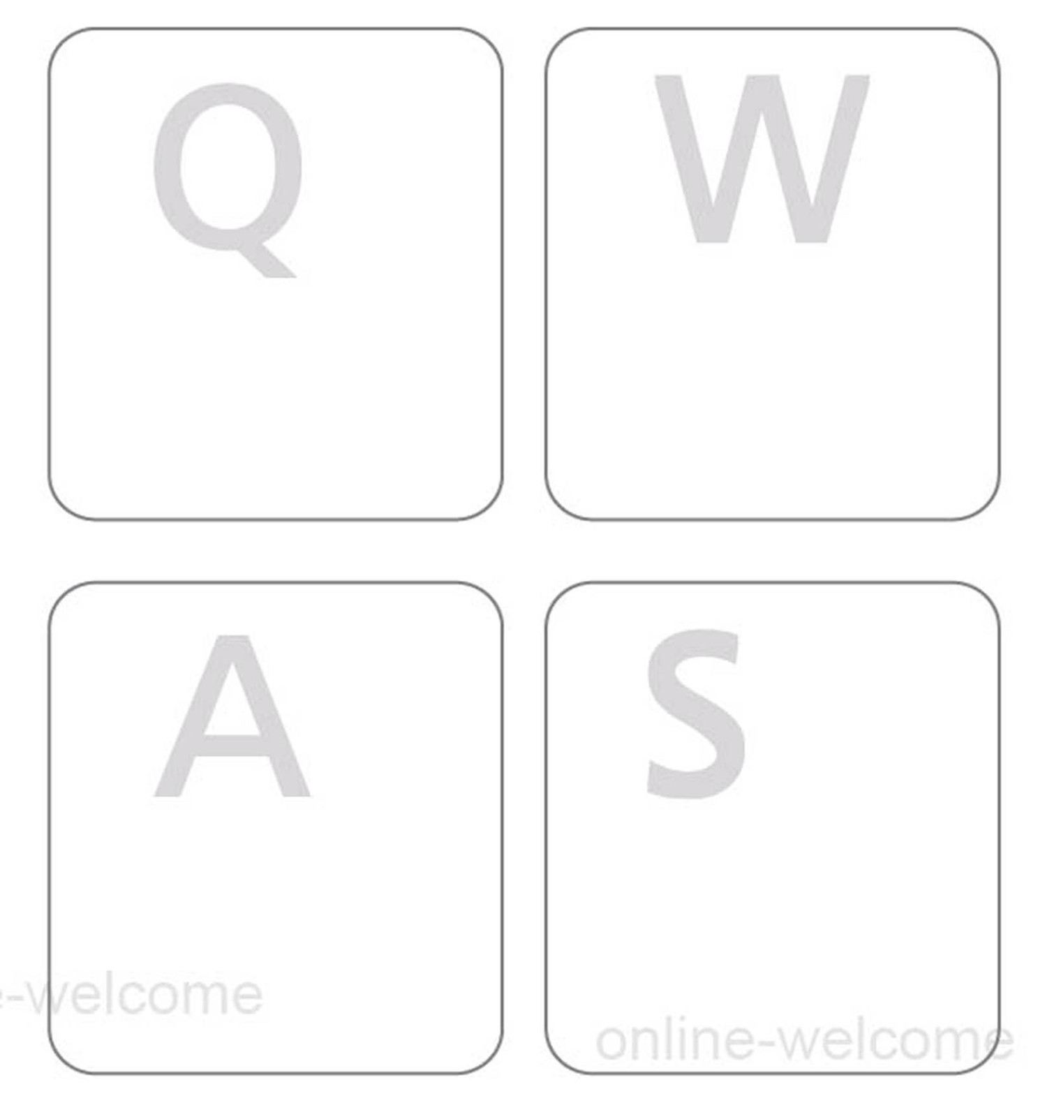 ENGLISH US KEYBOARD STICKER LABEL FOR COMPUTER LAPTOP WHITE LETTERS TRANSPARENT