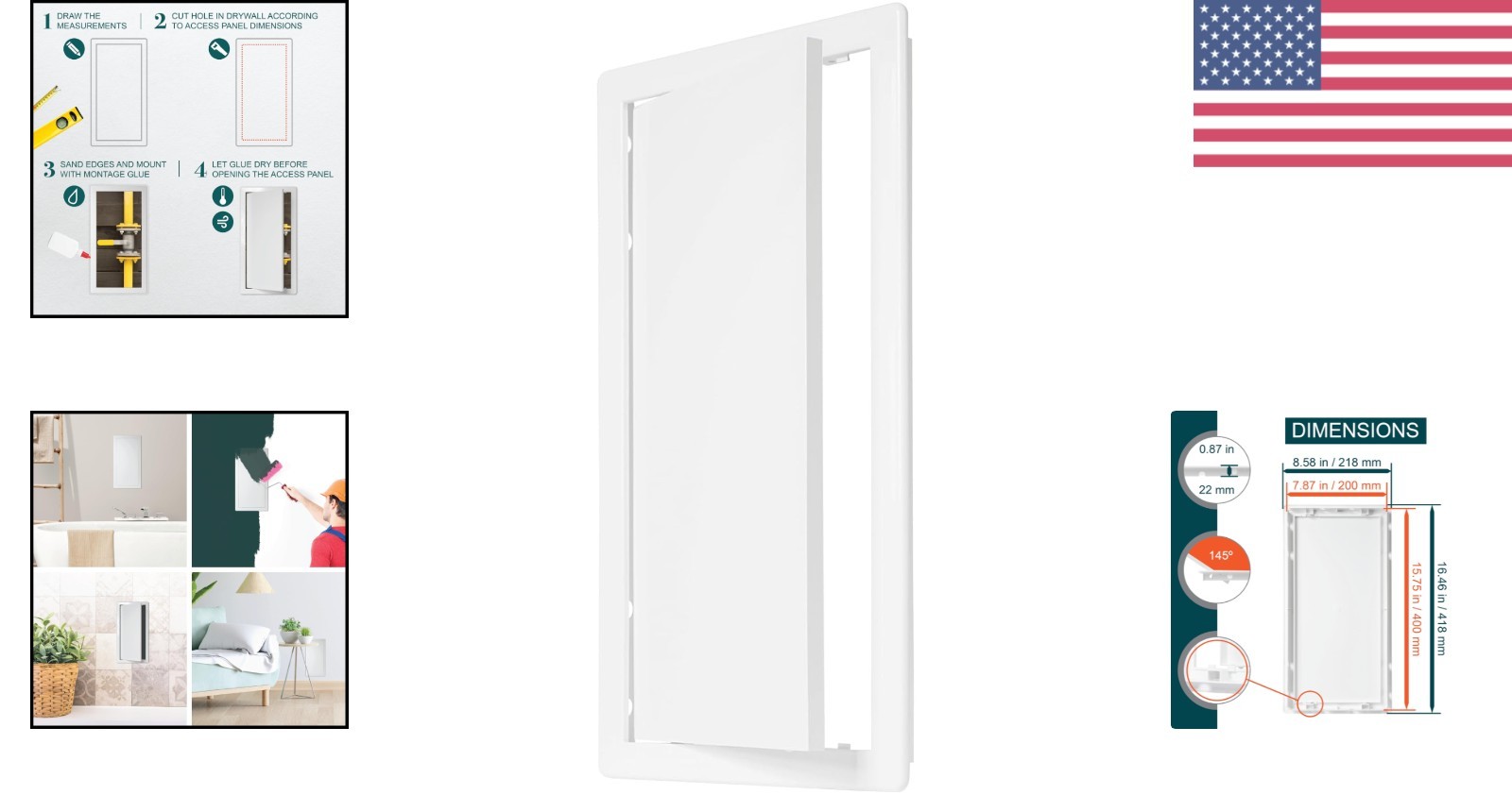 DIY 8" x 16" White Plastic Access Panel for Plumbing and Electrical Access